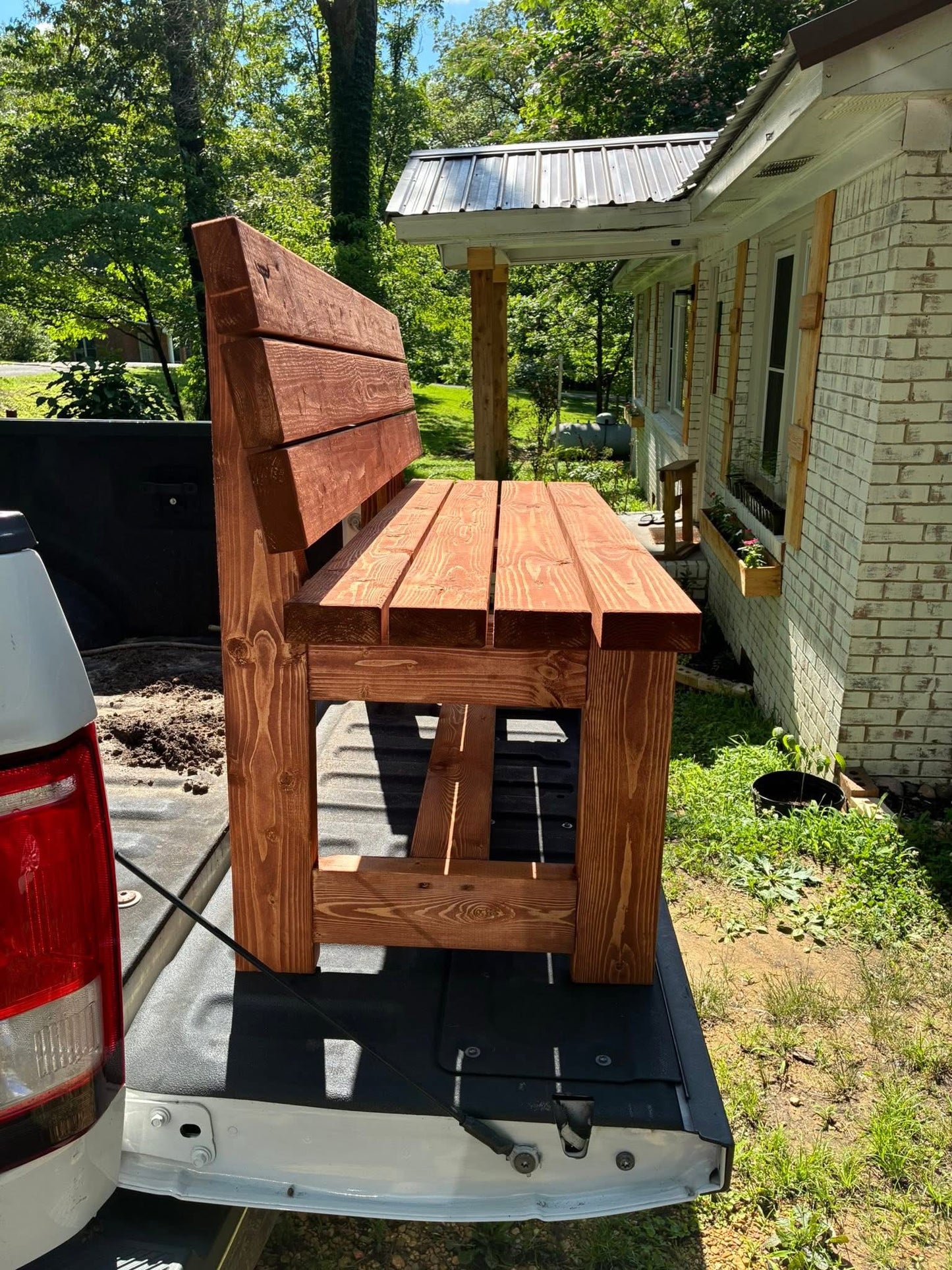 Stained or painted bench