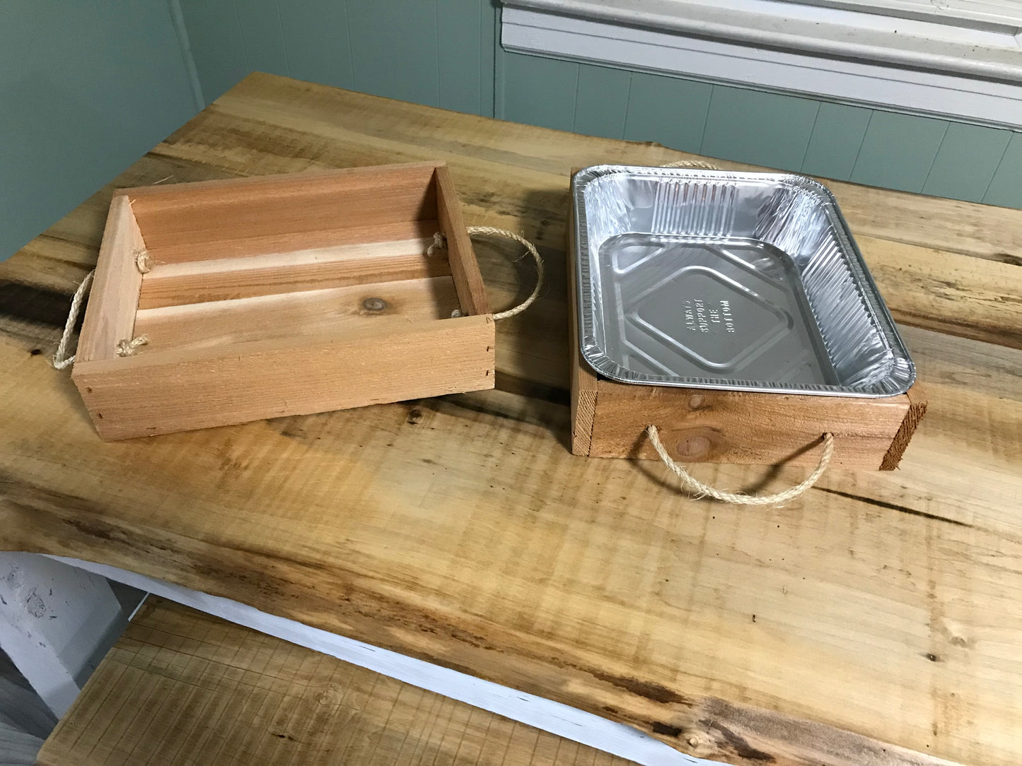 Handmade Wooden Serving Tray for Foil Pans